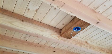 detail install hidden electrical box at bottom of ridge beam|hiding electrical in beams.